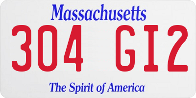 MA license plate 304GI2