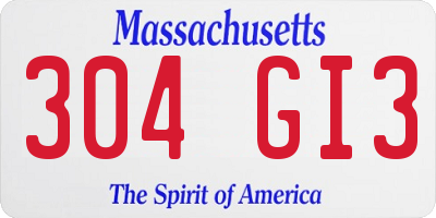 MA license plate 304GI3