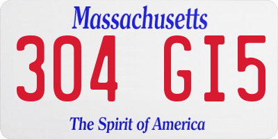 MA license plate 304GI5