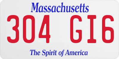 MA license plate 304GI6