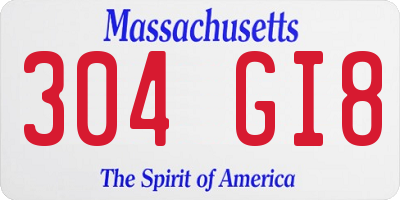 MA license plate 304GI8