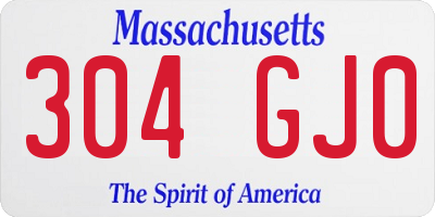 MA license plate 304GJ0
