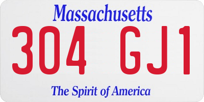 MA license plate 304GJ1