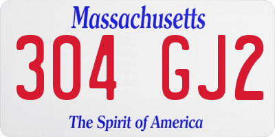 MA license plate 304GJ2