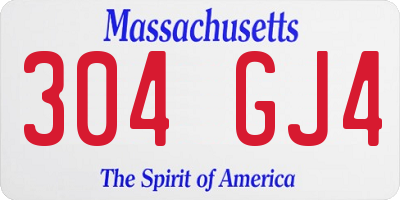 MA license plate 304GJ4