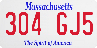MA license plate 304GJ5