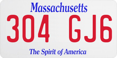 MA license plate 304GJ6
