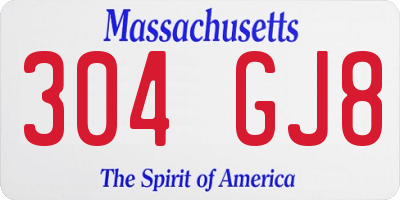 MA license plate 304GJ8