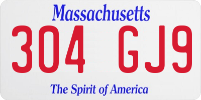 MA license plate 304GJ9