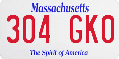 MA license plate 304GK0