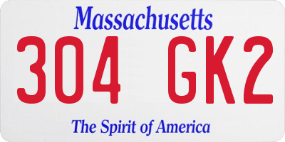 MA license plate 304GK2
