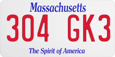 MA license plate 304GK3