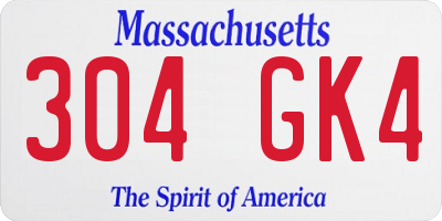 MA license plate 304GK4