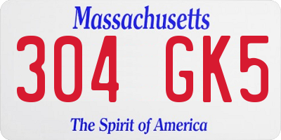 MA license plate 304GK5