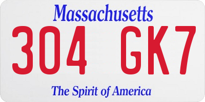 MA license plate 304GK7
