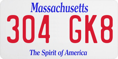 MA license plate 304GK8