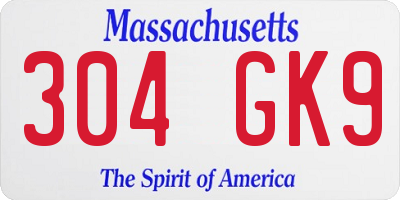 MA license plate 304GK9