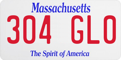 MA license plate 304GL0