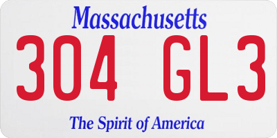 MA license plate 304GL3