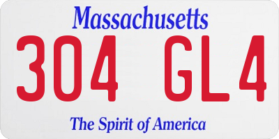 MA license plate 304GL4