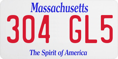 MA license plate 304GL5