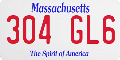 MA license plate 304GL6