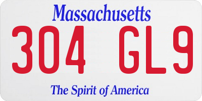 MA license plate 304GL9