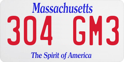 MA license plate 304GM3