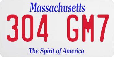 MA license plate 304GM7