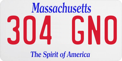 MA license plate 304GN0