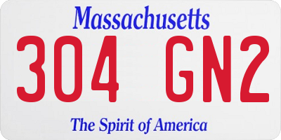 MA license plate 304GN2