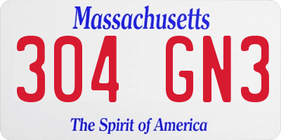 MA license plate 304GN3