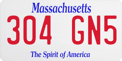 MA license plate 304GN5