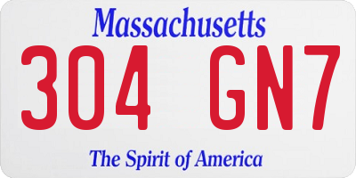 MA license plate 304GN7