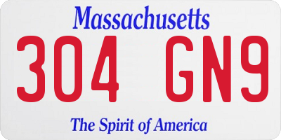 MA license plate 304GN9