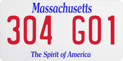 MA license plate 304GO1