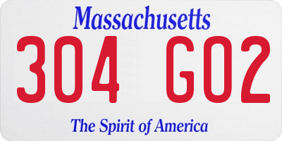 MA license plate 304GO2