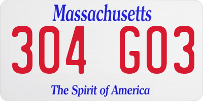 MA license plate 304GO3