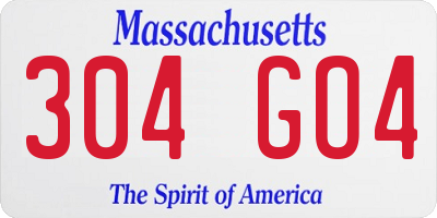MA license plate 304GO4