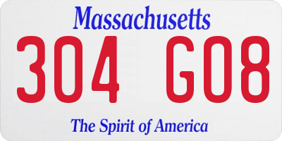 MA license plate 304GO8