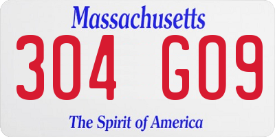 MA license plate 304GO9