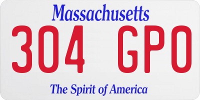 MA license plate 304GP0