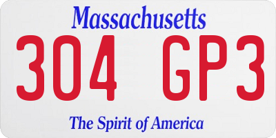 MA license plate 304GP3
