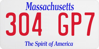 MA license plate 304GP7