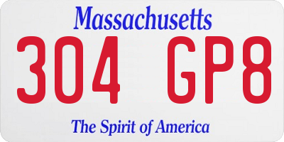 MA license plate 304GP8