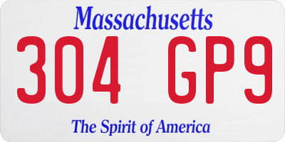 MA license plate 304GP9