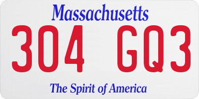MA license plate 304GQ3