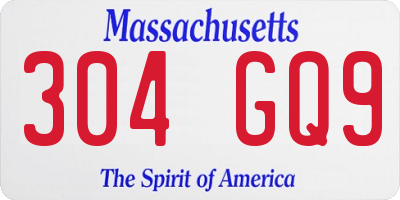 MA license plate 304GQ9