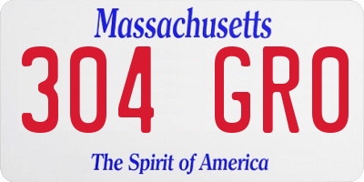 MA license plate 304GR0