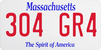MA license plate 304GR4